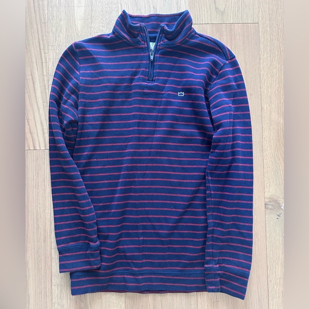 Crown & Ivy Kids Navy Red Stripe Quarter Zip Pullover